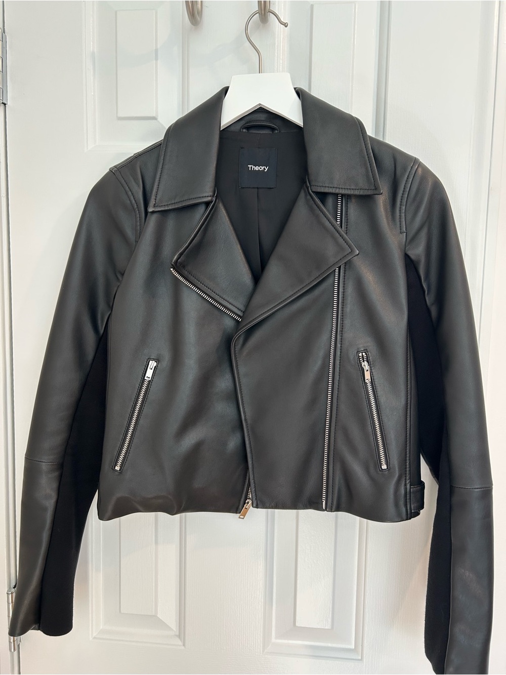 Theory Leather Staple Moto Jacket Black XS